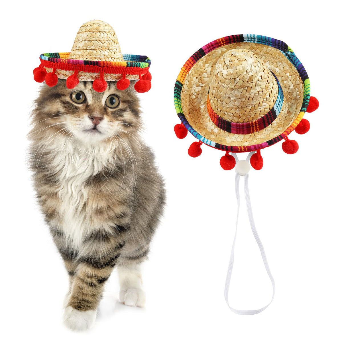 Glodecart Sombrero Cat Hat for Cats Halloween Costume Mini Mexican Sombrero Hat for Dia de Muertos Party Supplies Funny Mexican Style Hat Headwear for Small Pet Puppy Cat Costume Cute Cat Sombrero