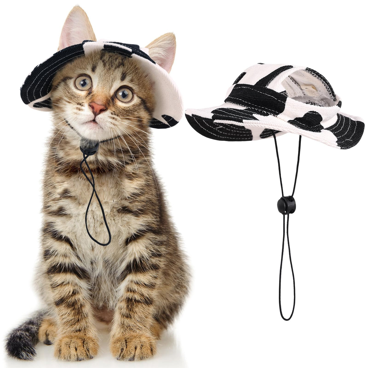 DENTRUN Cat Hats for Cats Only Cat Cowboy Hats with Ear Holes Tiny Pets Birthday Party Costume Cat Headwear Mini Cowboy Hat Funny Sombrero Kitten Hat Chihuahua Beanie Cap Party Decorations