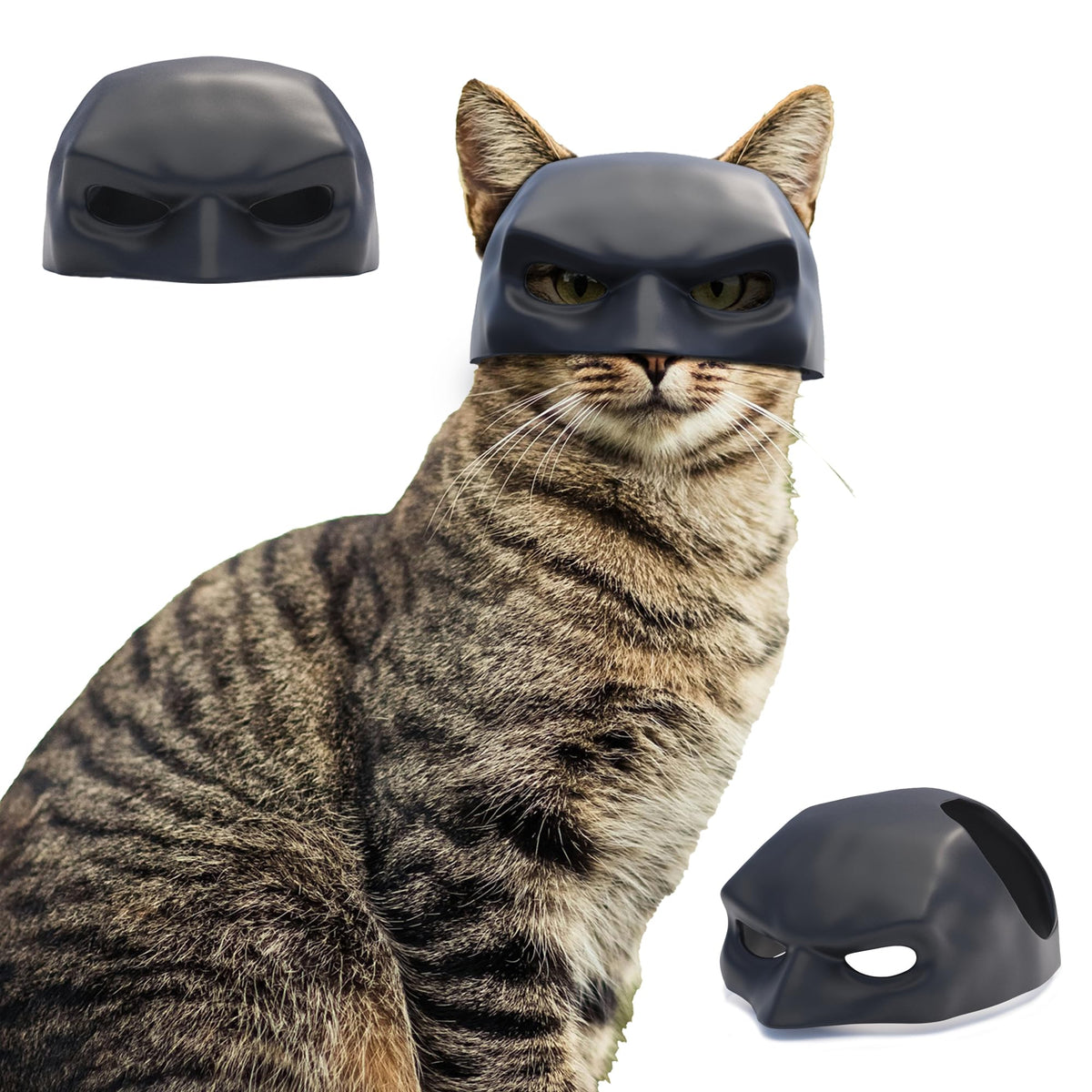 BIANCO Handmade BatCat Mask Cosplay Bat Style Cat Mask Pet Costume Accessory Fun and Adorable Superhero Cosplay Mask for Cats Black CatBat Cosplay Halloween Mask Hat for Cats Cat Apparel (Medium)