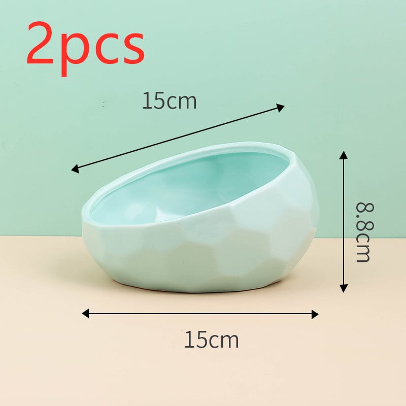 Ceramic Pet Bowl for Cats and Dogs with Oblique Mouth