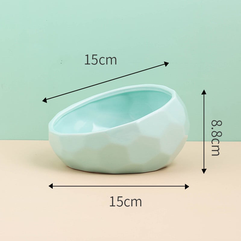 Ceramic Pet Bowl for Cats and Dogs with Oblique Mouth