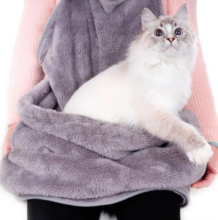 Pet Backpack for Dogs and Cats, Fleece Double Shoulder Bag