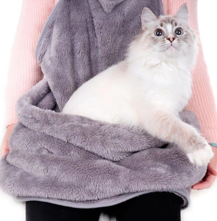Pet Backpack for Dogs and Cats, Fleece Double Shoulder Bag