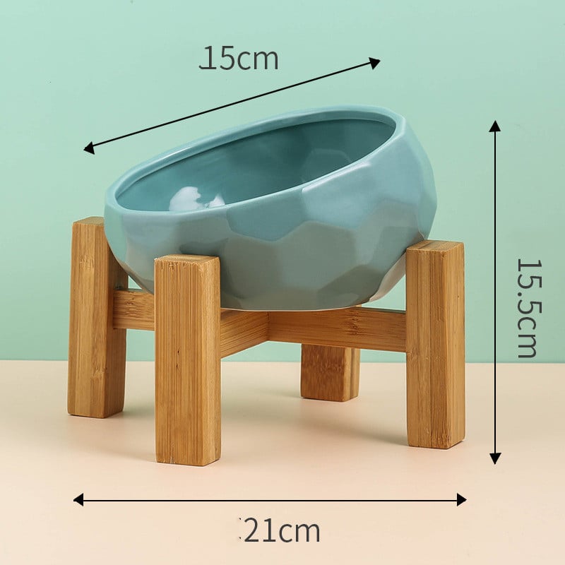 Ceramic Pet Bowl for Cats and Dogs with Oblique Mouth