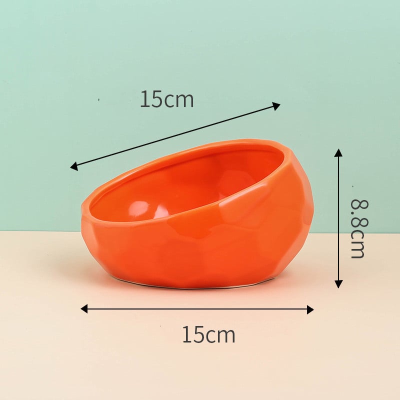 Ceramic Pet Bowl for Cats and Dogs with Oblique Mouth